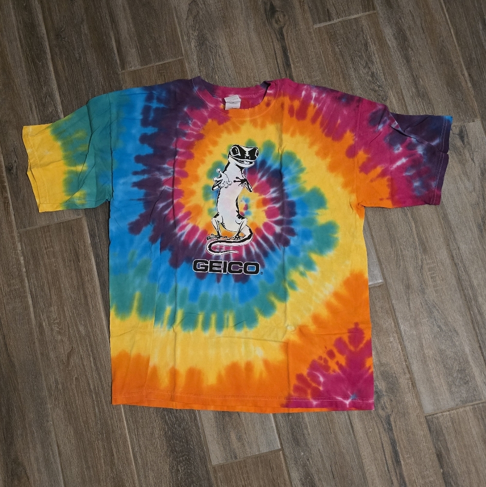 Y2K Tie Dye Geico Gecko Insurance Promo T Shirt